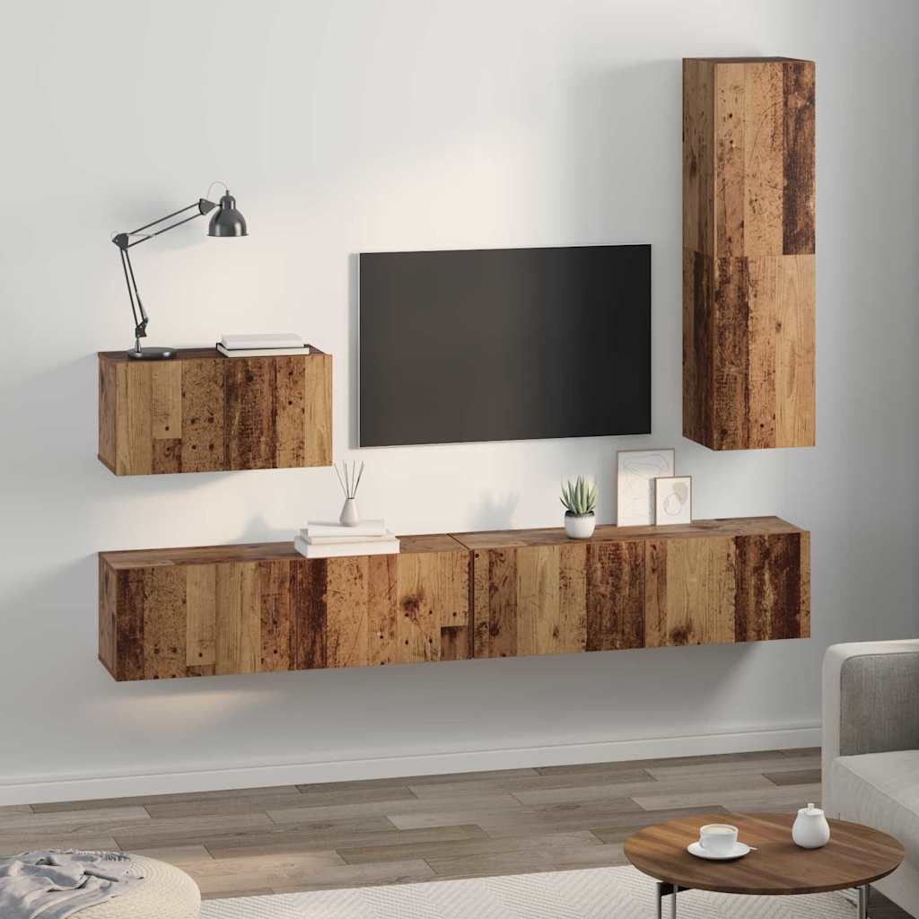 Wand-TV-Schrank Wandmontiert 4 pcs Altholz Holzwerkstoff