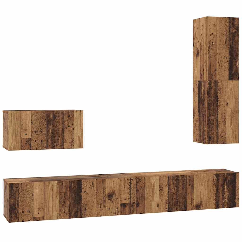 Wand-TV-Schrank Wandmontiert 4 pcs Altholz Holzwerkstoff