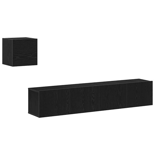 TV-Schrank-Set 4 pcs Schwarz Eichen-Optik 80 x 30 x 30 cm