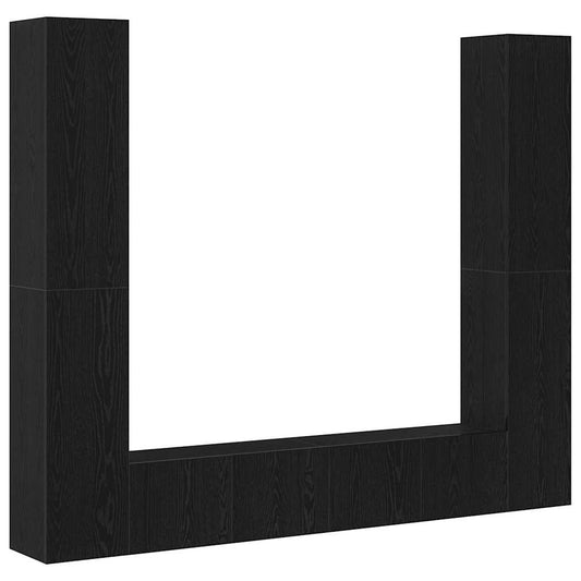 6-teiliges TV-Schrank Set -Wandmontiert, Schwarze Eiche Holzwerkstoff