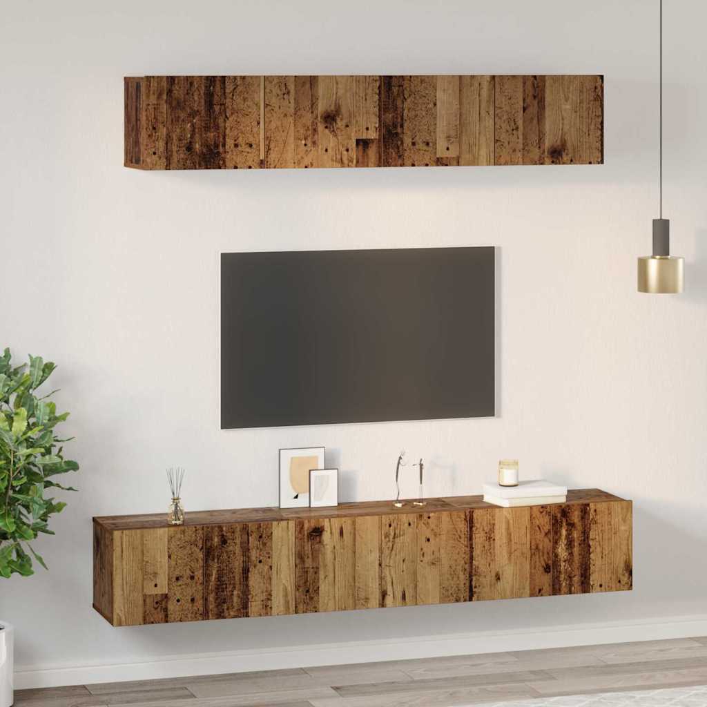 TV-Schrankset Wandmontiert 5 pcs Altholz Holzwerkstoff