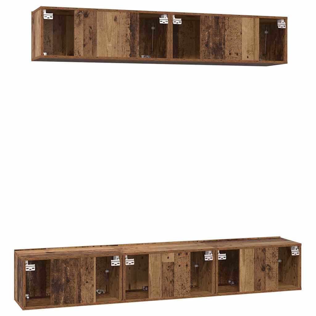 TV-Schrankset Wandmontiert 5 pcs Altholz Holzwerkstoff