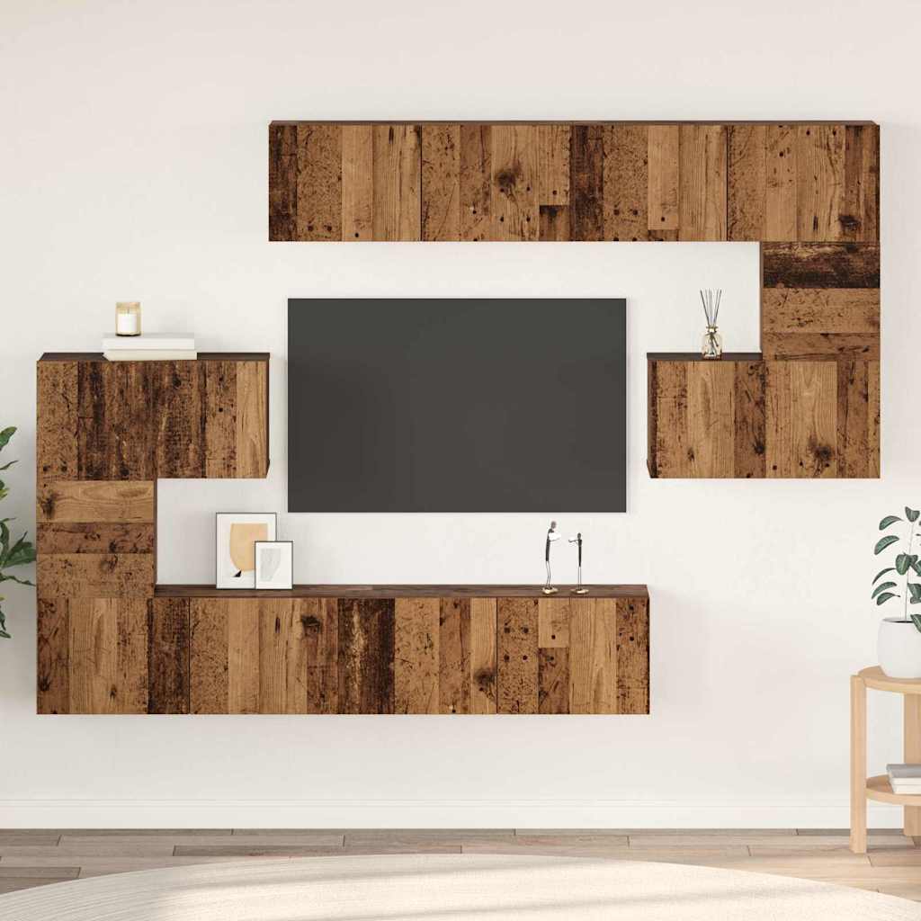 TV-Schrankset Wandmontiert 8 pcs Altholz Holzwerkstoff