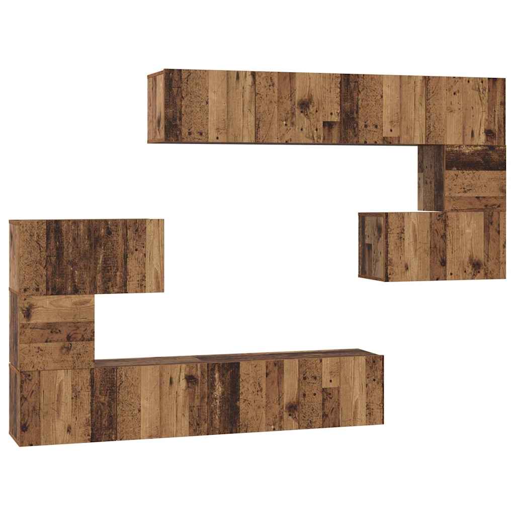TV-Schrankset Wandmontiert 8 pcs Altholz Holzwerkstoff