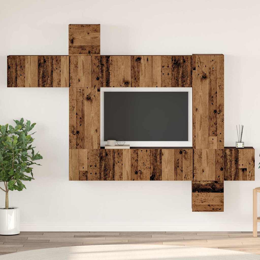 TV-Schrankset Wandmontiert 10 pcs Altholz Holzwerkstoff