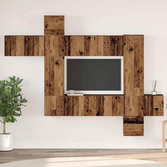 TV-Schrankset Wandmontiert 10 pcs Altholz Holzwerkstoff
