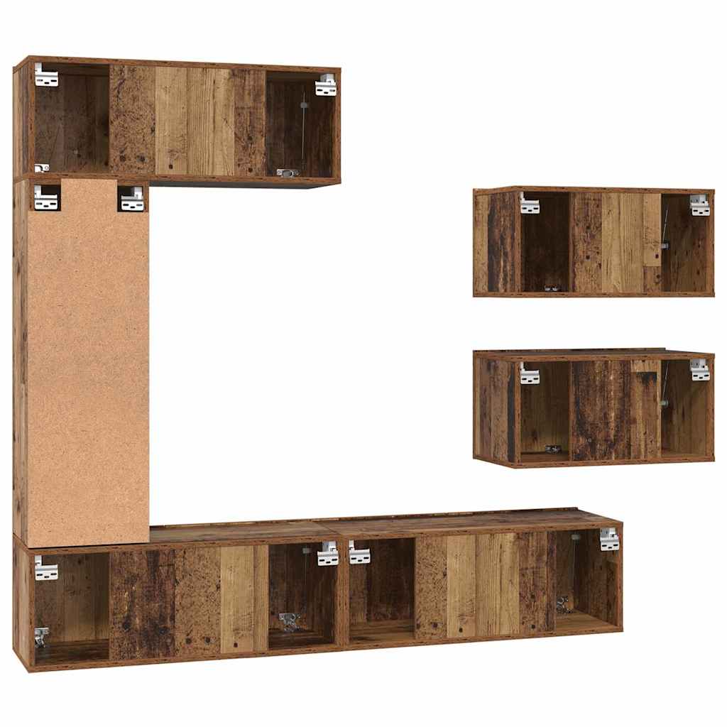 TV-Schrankset Wandmontiert 6 pcs Altholz Holzwerkstoff