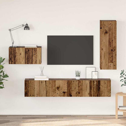 TV-Schrankset mit Schubladen 4 pcs Altholz Holzwerkstoff