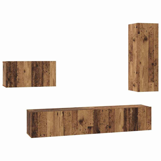 TV-Schrankset mit Schubladen 4 pcs Altholz Holzwerkstoff
