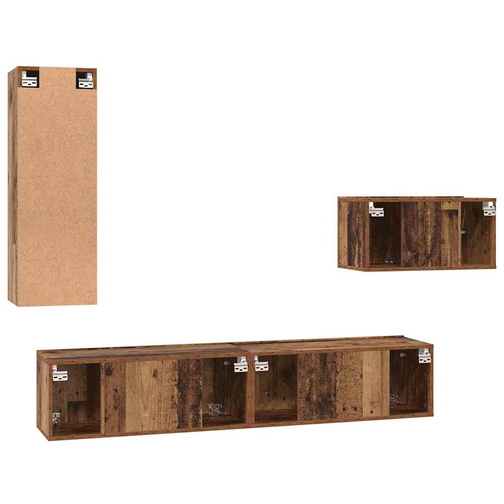 TV-Schrankset mit Schubladen 4 pcs Altholz Holzwerkstoff