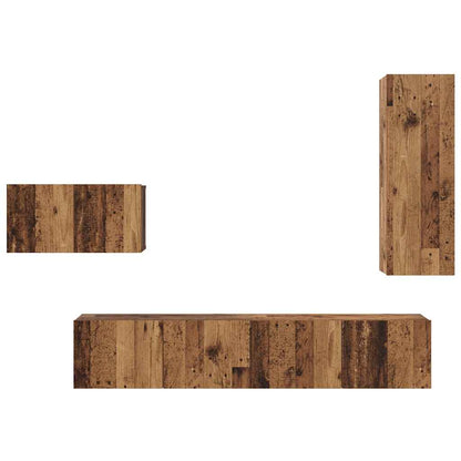 TV-Schrankset mit Schubladen 4 pcs Altholz Holzwerkstoff