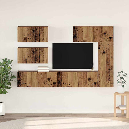 TV-Schrankset Wandmontiert 6 pcs Altholz Holzwerkstoff