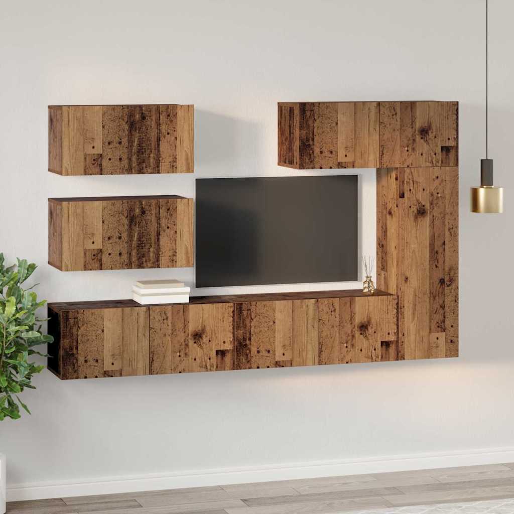 TV-Schrankset Wandmontiert 6 pcs Altholz Holzwerkstoff