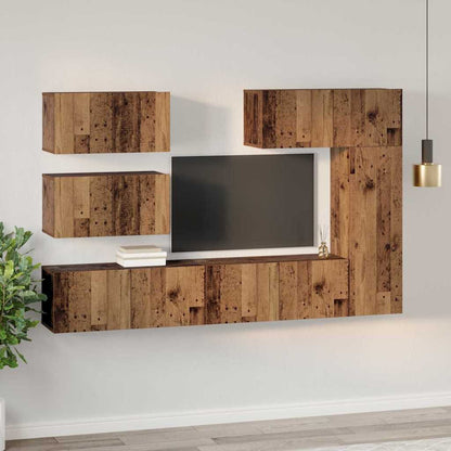 TV-Schrankset Wandmontiert 6 pcs Altholz Holzwerkstoff
