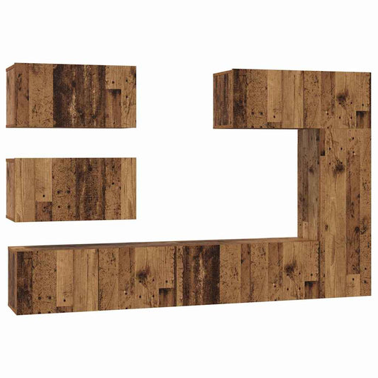 TV-Schrankset Wandmontiert 6 pcs Altholz Holzwerkstoff