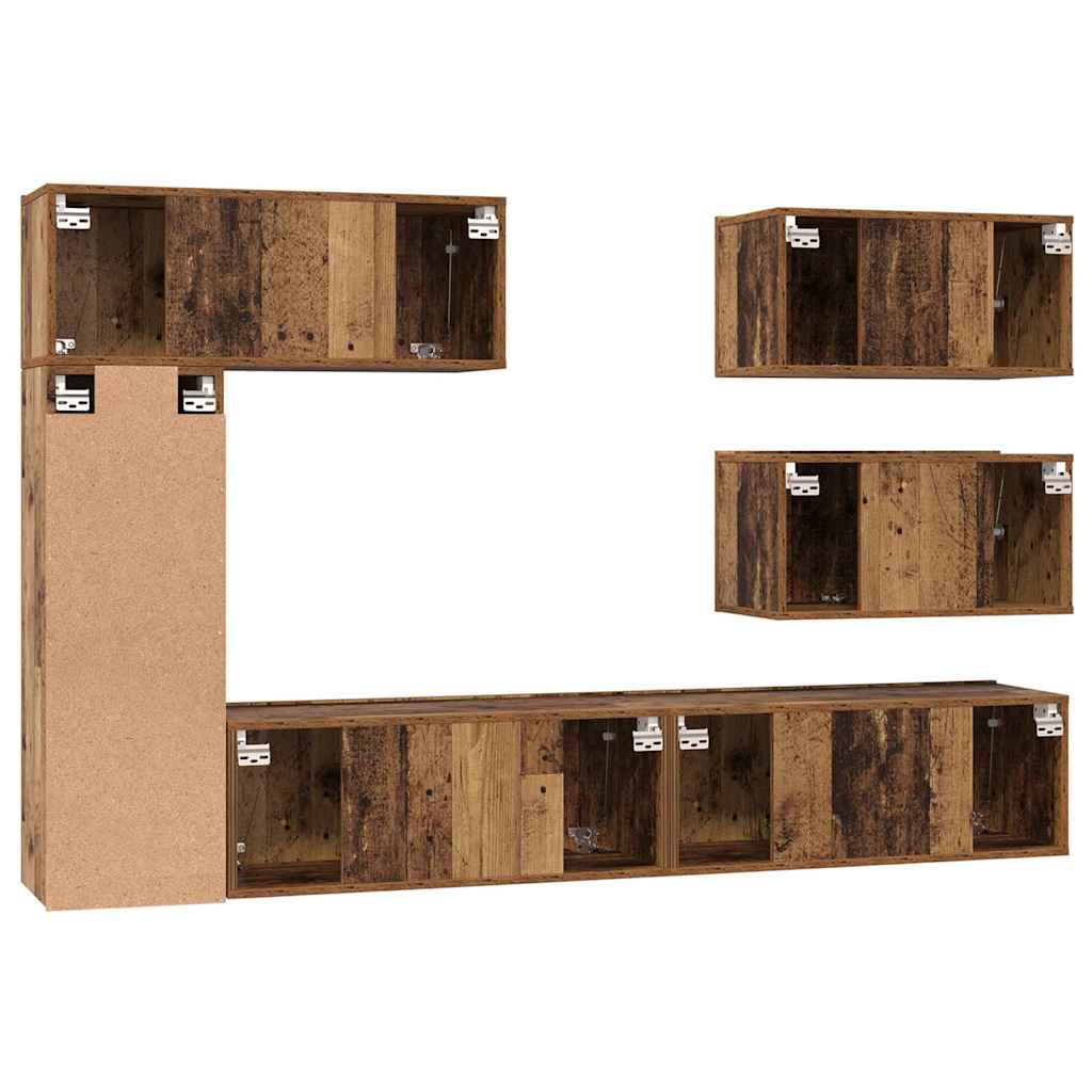 TV-Schrankset Wandmontiert 6 pcs Altholz Holzwerkstoff