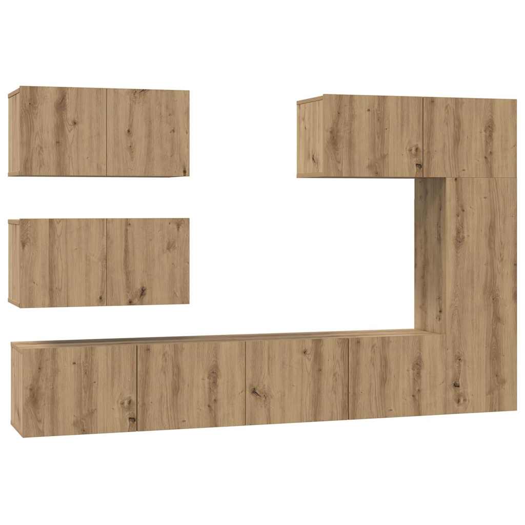 TV-Schrankset Wandmontiert 6 pcs Artisan-Eiche Holzwerkstoff