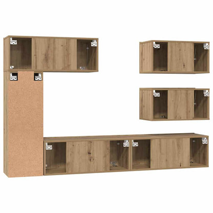 TV-Schrankset Wandmontiert 6 pcs Artisan-Eiche Holzwerkstoff