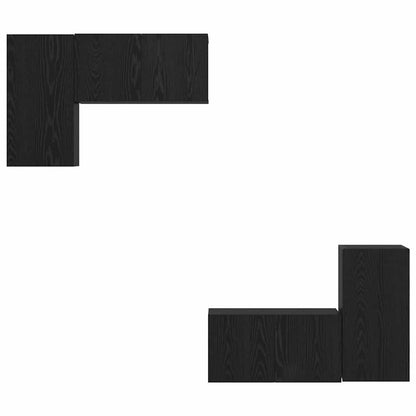 TV-Schrankset Wandmontiert Schwarz Eichen-Optik Holzwerkstoff