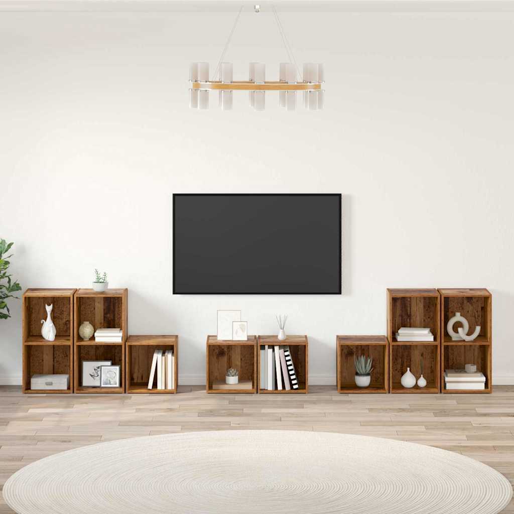 TV-Schrank Set Wandmontiert 8 pcs Altholz Holzwerkstoff