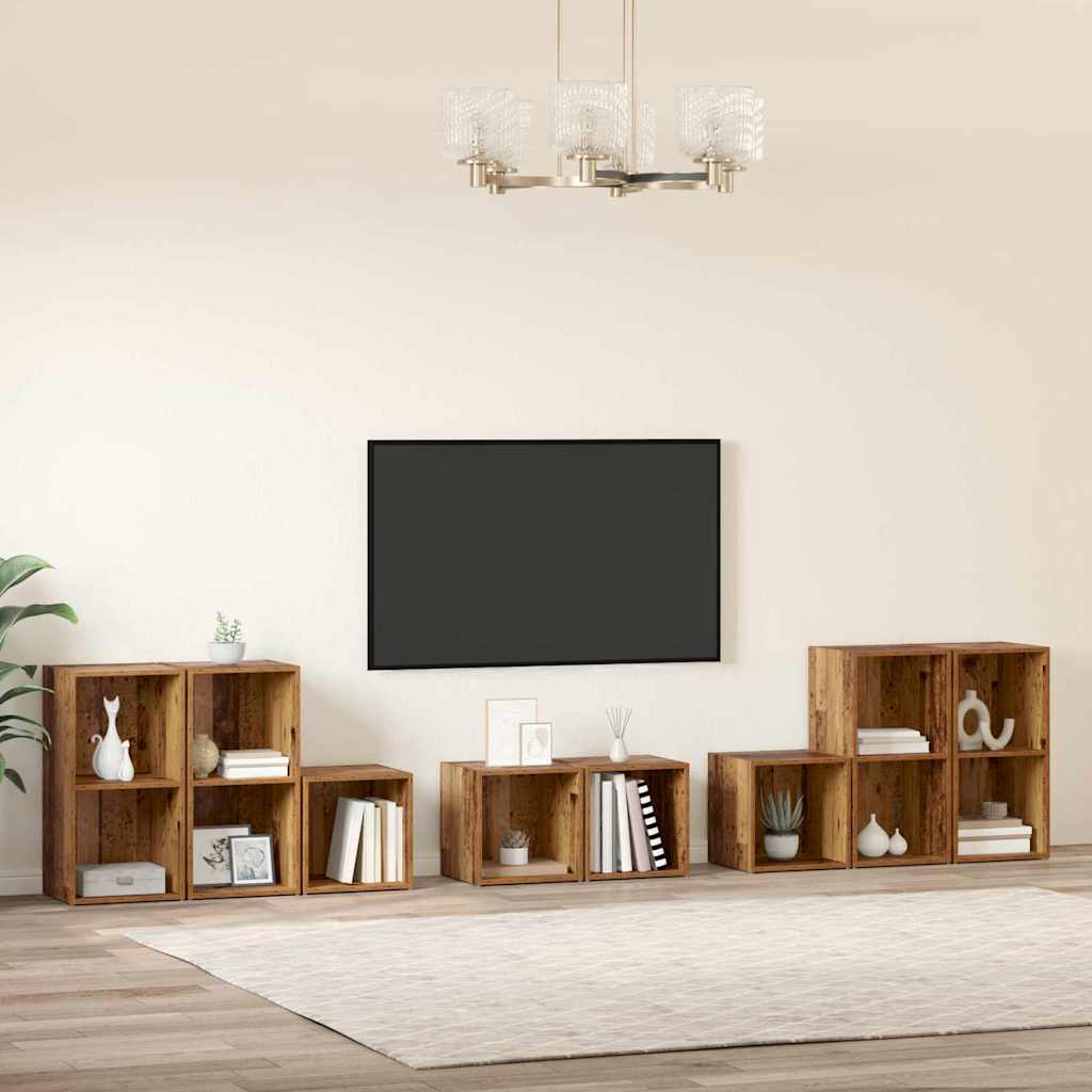 TV-Schrank Set Wandmontiert 8 pcs Altholz Holzwerkstoff