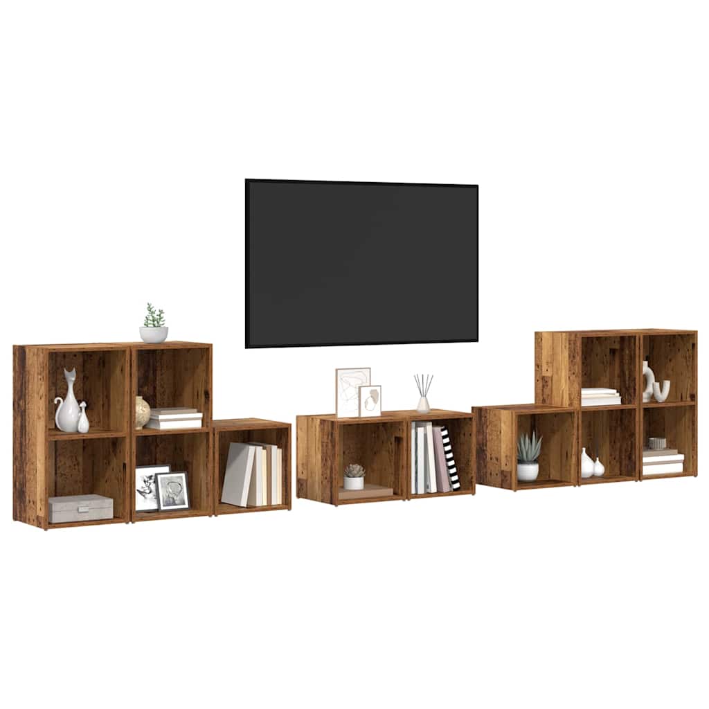 TV-Schrank Set Wandmontiert 8 pcs Altholz Holzwerkstoff