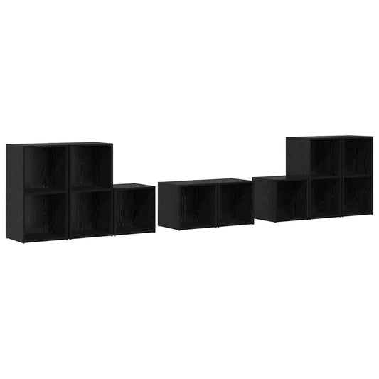 TV-Schrank Set 8 pcs Schwarz Eichen-Optik Holzwerkstoff