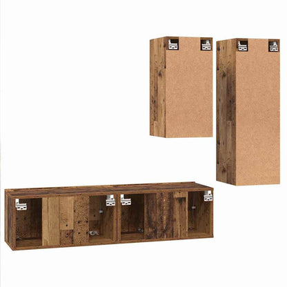 TV-Schrankset Wandmontiert 4 pcs Altholz Holzwerkstoff