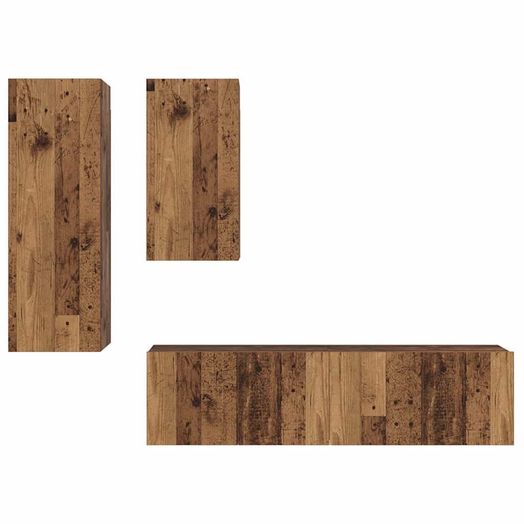 TV-Schrankset Wandmontiert 4 pcs Altholz Holzwerkstoff