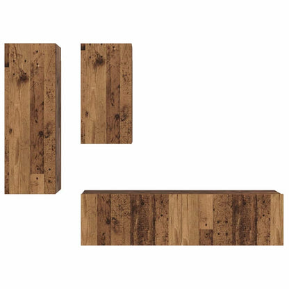 TV-Schrankset Wandmontiert 4 pcs Altholz Holzwerkstoff