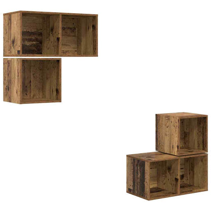 TV-Schrankset Wandmontiert 4 pcs Altholz Holzwerkstoff