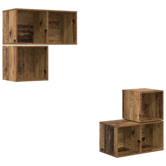 TV-Schrankset Wandmontiert 4 pcs Altholz Holzwerkstoff
