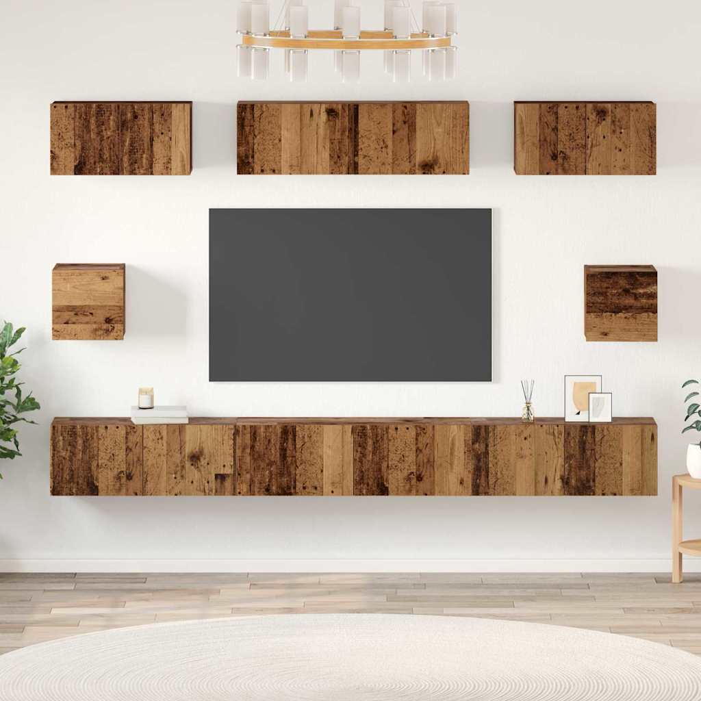 TV-Schrankset Wandmontiert 8 pcs Altholz Holzwerkstoff