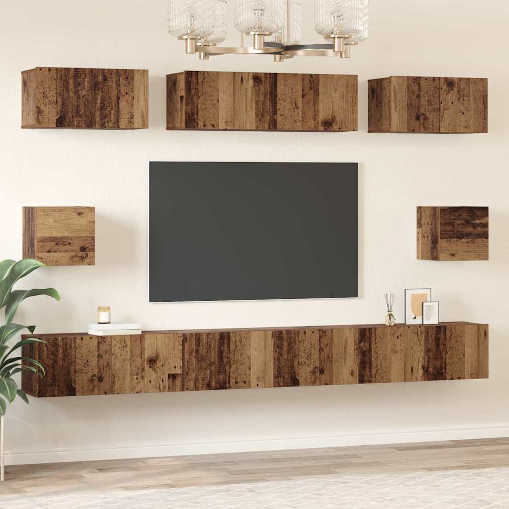 TV-Schrankset Wandmontiert 8 pcs Altholz Holzwerkstoff