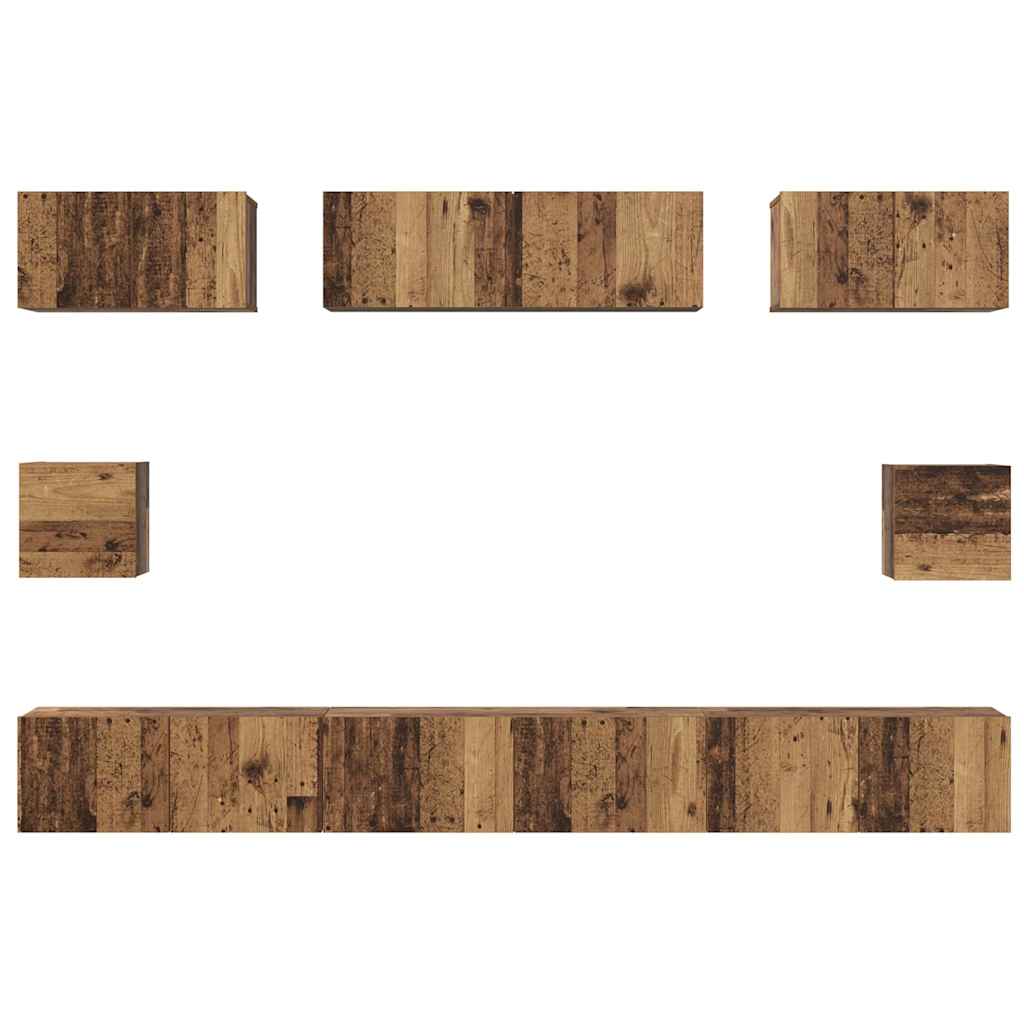 TV-Schrankset Wandmontiert 8 pcs Altholz Holzwerkstoff