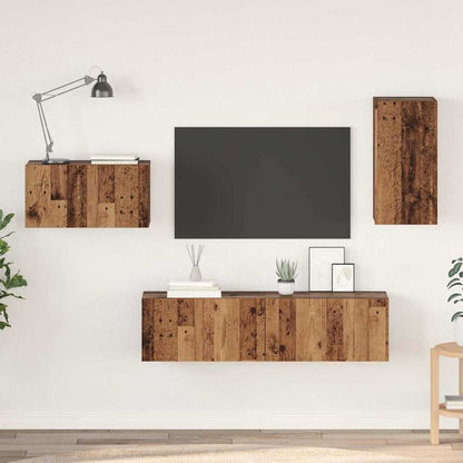 TV-Schrankset mit Schubladen 4 pcs Altholz Holzwerkstoff
