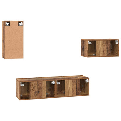 TV-Schrankset mit Schubladen 4 pcs Altholz Holzwerkstoff