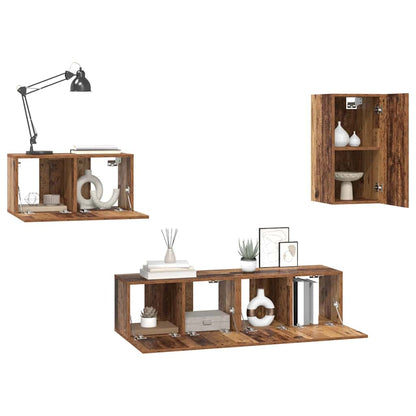 TV-Schrankset mit Schubladen 4 pcs Altholz Holzwerkstoff