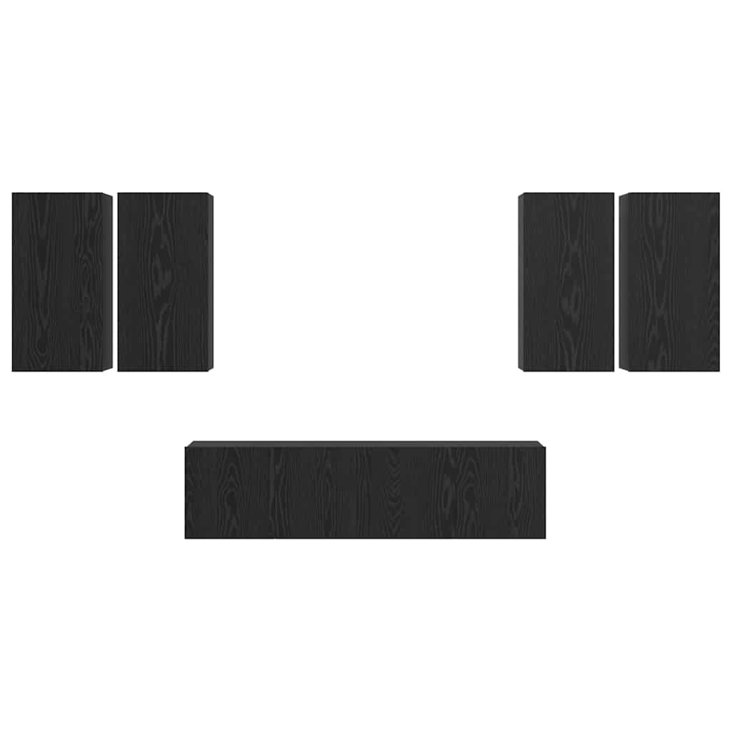 TV-Schrankset Wandmontiert Schwarz Eichen-Optik Holzwerkstoff
