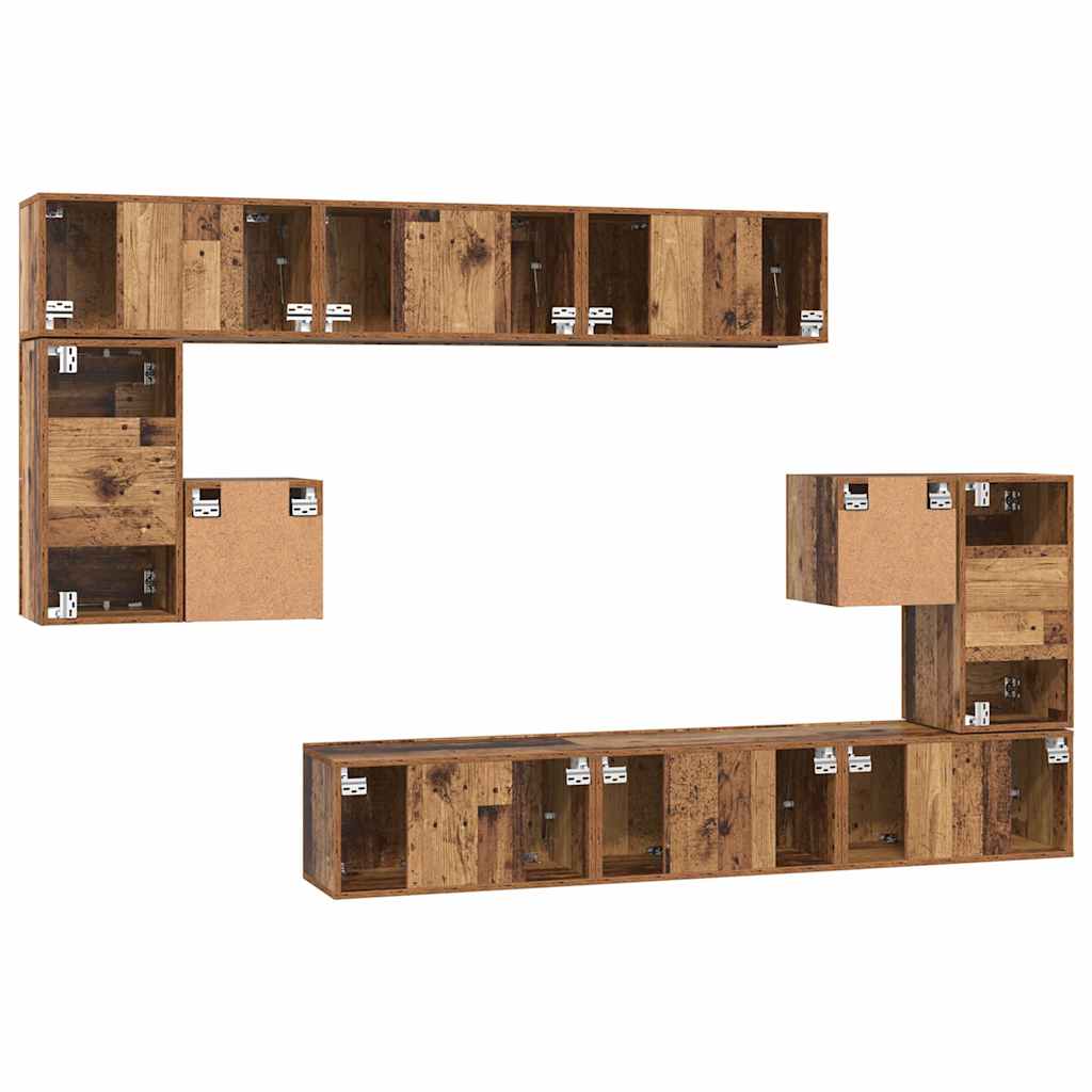 TV-Schrankset Wandmontiert 10 pcs Altholz Holzwerkstoff