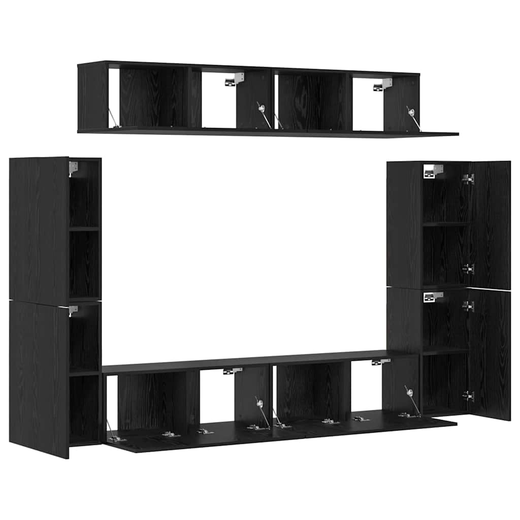 TV-Schrank-Set 8 pcs Schwarz Eichen-Optik 80 x 30 x 30,5 cm