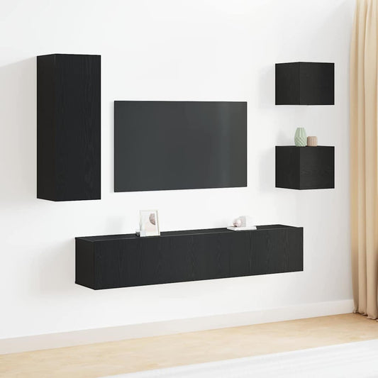 TV-Schranksystem 5 pcs Schwarze Eiche 160 x 30 x 30.5 cm