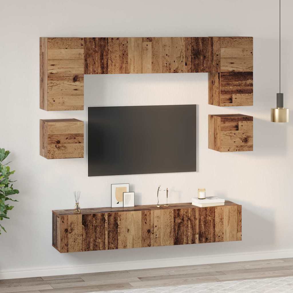 TV-Schrankset Wandmontiert 8 pcs Altholz Holzwerkstoff