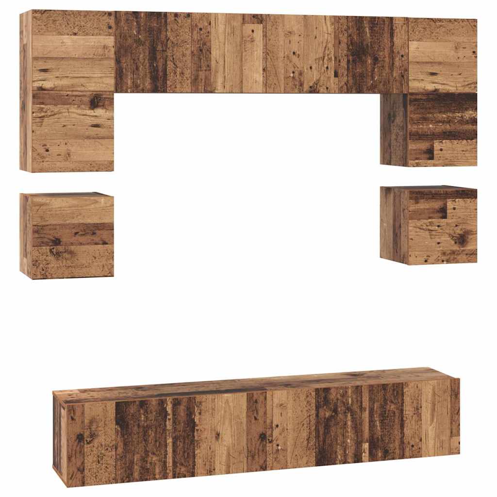 TV-Schrankset Wandmontiert 8 pcs Altholz Holzwerkstoff