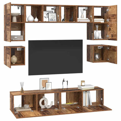 TV-Schrankset Wandmontiert 8 pcs Altholz Holzwerkstoff