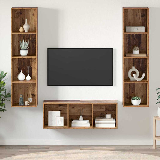 TV-Schrankset Wandmontiert 3 pcs Altholz Holzwerkstoff