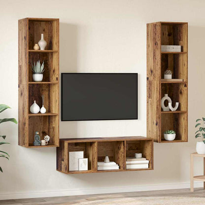 TV-Schrankset Wandmontiert 3 pcs Altholz Holzwerkstoff