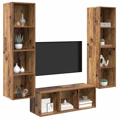 TV-Schrankset Wandmontiert 3 pcs Altholz Holzwerkstoff