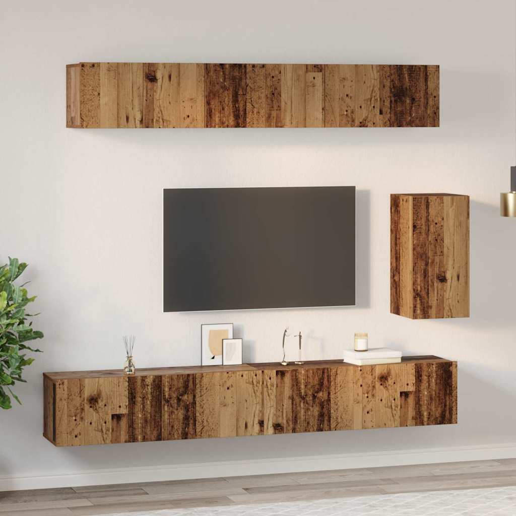 Wand-TV-Schrank Wandmontiert 3 pcs Altholz Holzwerkstoff