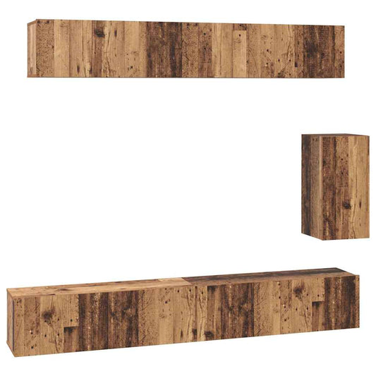 Wand-TV-Schrank Wandmontiert 3 pcs Altholz Holzwerkstoff